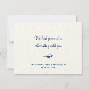 Hochzeitskapselantwort in Navy-Blue-Seashell-UAWG RSVP Karte