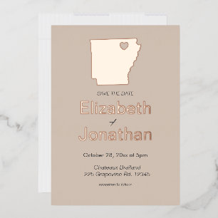 Hochzeitskarte Arkansas Map Save The Date Rose Gol Folieneinladung