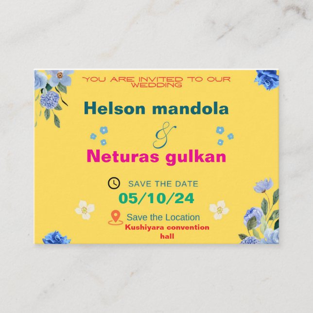 Hochzeitskarte Begleitkarte (Vorderseite)