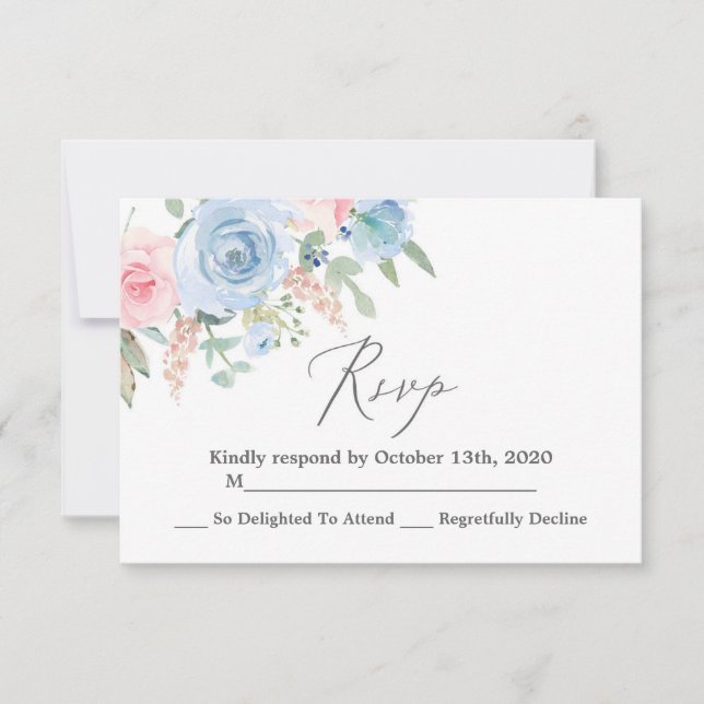 Hochzeitskarte Blau und Blau UAWG RSVP Karte (Vorderseite)