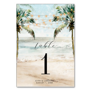 Hochzeitskarte Boho Beach Palms Tischnummer