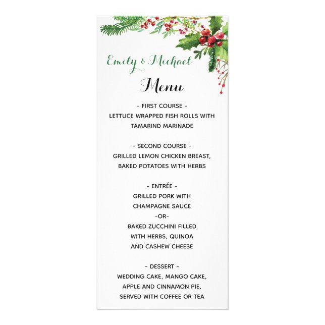 Hochzeitskarte botanisches Aquarellrot Werbekarte (Vorne)