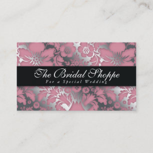 Hochzeitskarte Damask Floral Silber rosa Visitenkarte