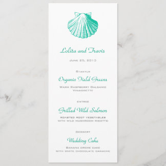 Hochzeitskarte der Dark Aqua Sea Muschel Menükarte