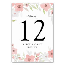 Hochzeitskarte der rosafarbenen Tischnummer