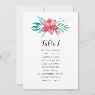 Hochzeitskarte der tropischen Blume. Tabellenplan Einladung