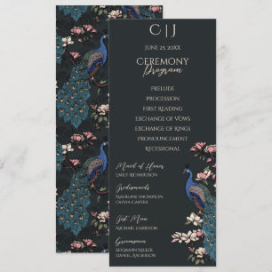 Hochzeitskarte des modernen Black Floral Peacock