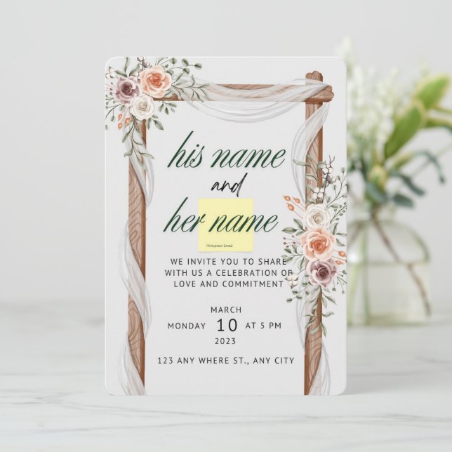 Hochzeitskarte Einladung (Stehend Vorderseite)