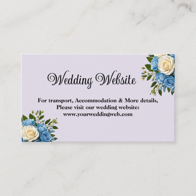 Hochzeitskarte für Blau und Weiß Begleitkarte (Vorderseite)