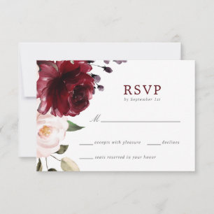 Hochzeitskarte für Burgund und Blush RSVP Karte