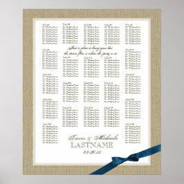 Hochzeitskarte für Burlap- und Navy-Blue-Bow Poster