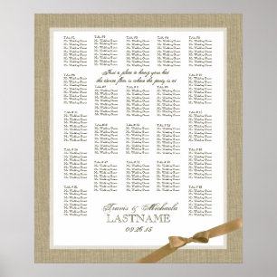 Hochzeitskarte für Burlap- und Tan Bow Poster