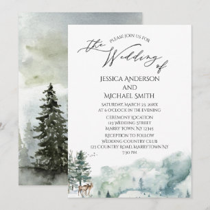 Hochzeitskarte für den Wald von Watercolor Einladung