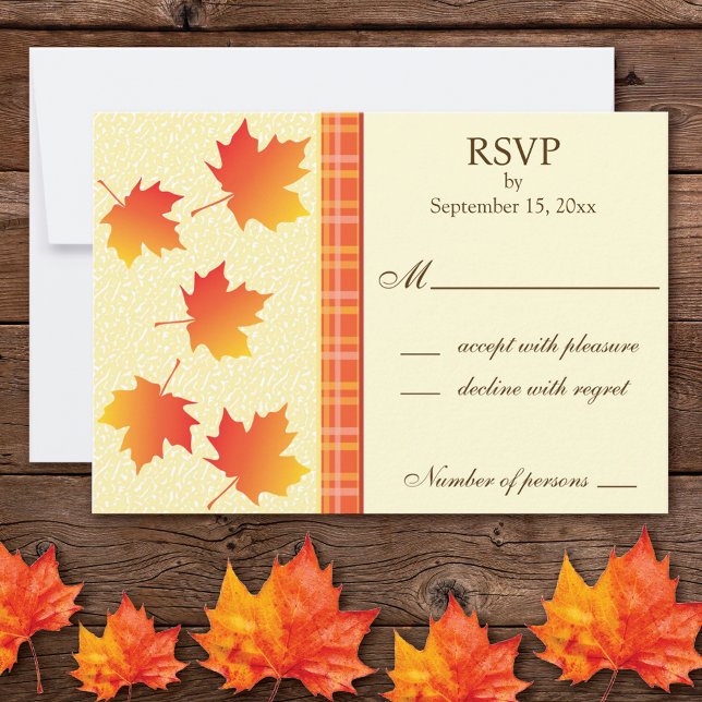 Hochzeitskarte für die Herbstsaison - Blätter RSVP Karte (Von Creator hochgeladen)