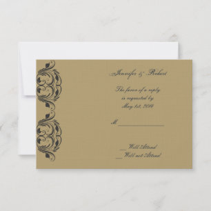 Hochzeitskarte für die Marine und den Gold Masquer RSVP Karte