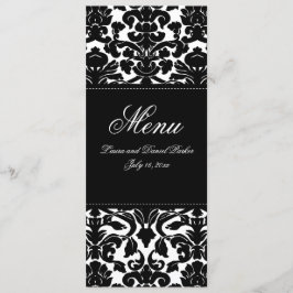 Hochzeitskarte für die schwarzen und weißen Damask Menükarte
