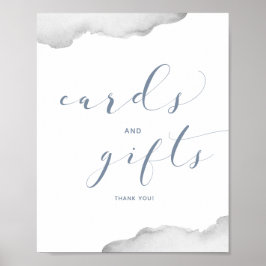 Hochzeitskarte für Dusty Blue & Gray Watercolor Poster