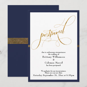 Hochzeitskarte für Elegante Marine und Gold Streif Einladung