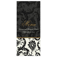 Hochzeitskarte für Elfenbein, Gold, Black Damask