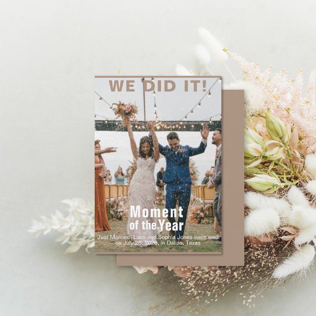 Hochzeitskarte für Foto Fun Magazine hinzufügen (Wedding Add Photo Fun Magazine Cover Announcement Card (front and back))