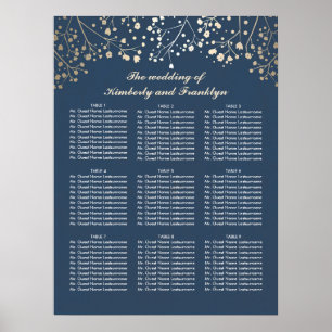 Hochzeitskarte für Gold Gipskraut Navy Poster