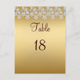 Hochzeitskarte für Gold und Lace Tischnummer