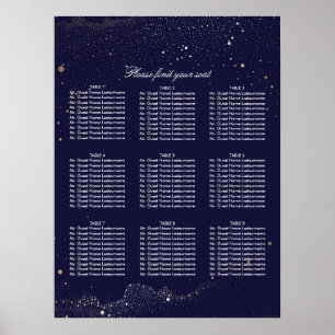 Hochzeitskarte für Gold- und Navy-Night-Stars Poster
