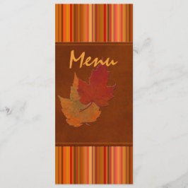 Hochzeitskarte für Herbstblätter und Streifen Menükarte