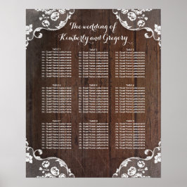 Hochzeitskarte für Holz und Spitzen Poster