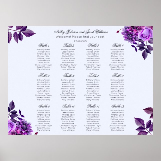Hochzeitskarte für lila Blume. Violett Poster (Vorne)