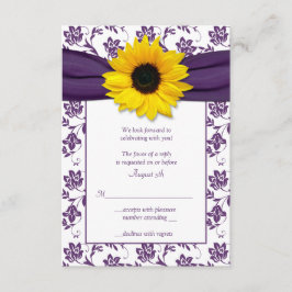 Hochzeitskarte für lila und weiße Blumenkorbmatte RSVP Karte