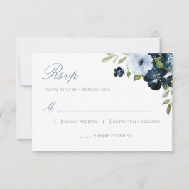 Hochzeitskarte für Marinesoldaten und hellblaue Bl RSVP Karte