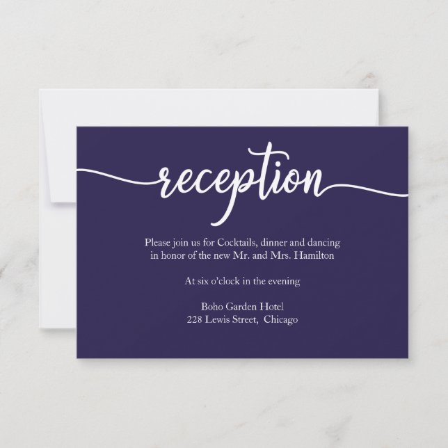 Hochzeitskarte für Navy Blue Calligraphy RSVP Karte (Vorderseite)