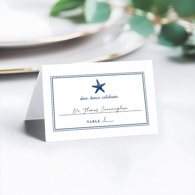 Hochzeitskarte für Navy Blue Nautical Starfish (Von Creator hochgeladen)