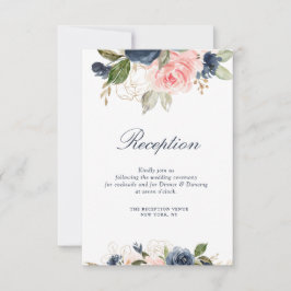 Hochzeitskarte für Navy & Blush-Blume RSVP Karte