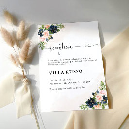 Hochzeitskarte für Navy & Blush Pink Floral Begleitkarte