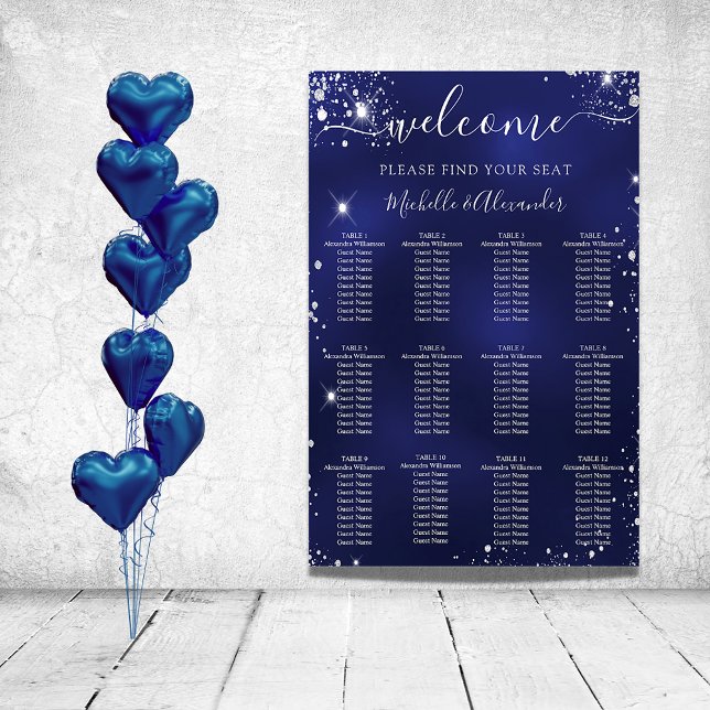 Hochzeitskarte für Navy-Silber-Glitzer Poster (Von Creator hochgeladen)