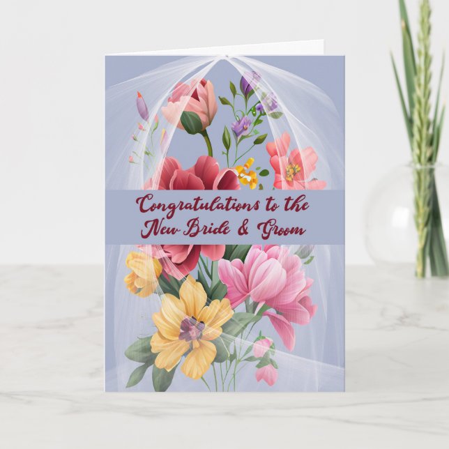 Hochzeitskarte für New Bride & Groom mit Blume Dankeskarte (Vorderseite)