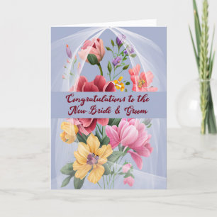 Hochzeitskarte für New Bride & Groom mit Blume Dankeskarte