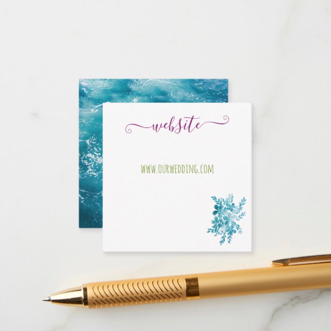 Hochzeitskarte für Ozeane und Blüten Begleitkarte (Vorderseite/Rückseite Beispiel)