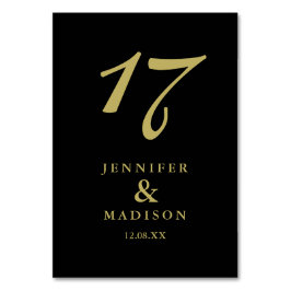 Hochzeitskarte für personalisiertes Schwarzes Gold Tischnummer