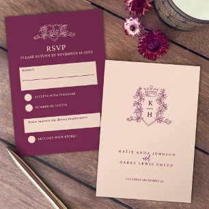 Hochzeitskarte für Pfirsich und Weinkronen RSVP Karte