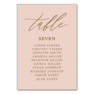 Hochzeitskarte für Roush und Gold  Tischnummer