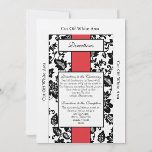 Hochzeitskarte für Schwarz/Rot-Flora-Damaskus Einladung