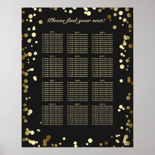 Hochzeitskarte für Schwarz und Gold Confetti Poster