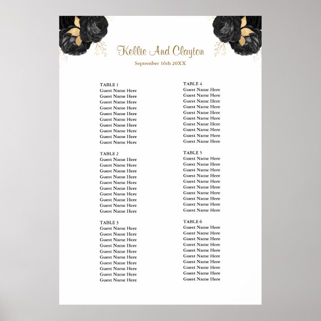 Hochzeitskarte für Schwarz und Gold Poster (Vorne)