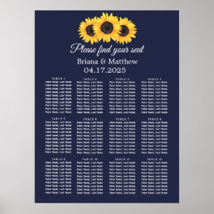 Hochzeitskarte für Sonnenblumen Land Blau Poster