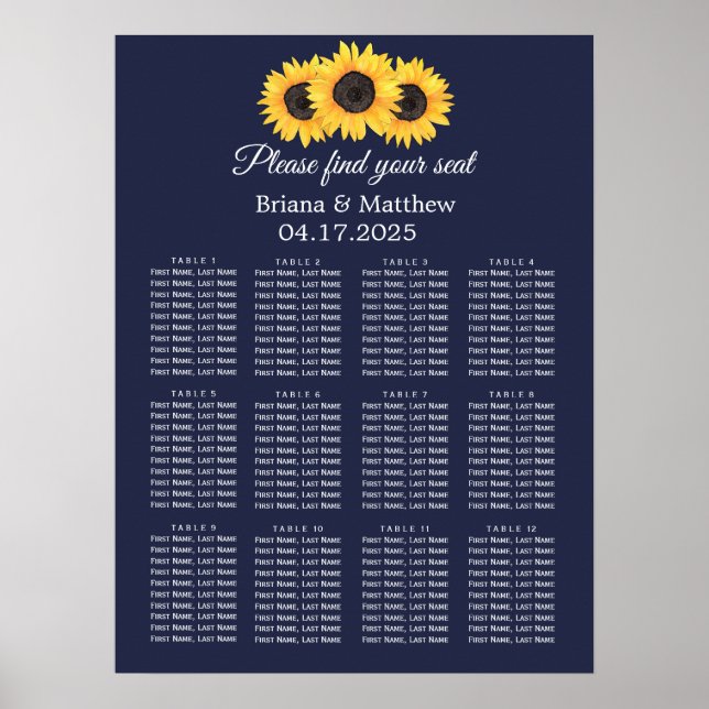 Hochzeitskarte für Sonnenblumen Land Blau Poster (Vorne)