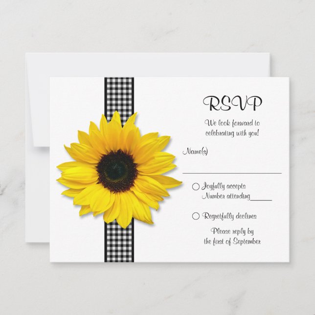 Hochzeitskarte für Sonnenblumen RSVP Karte (Vorderseite)
