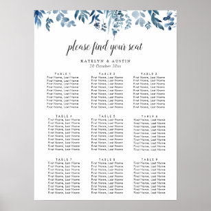 Hochzeitskarte für staubblaue Blütenblätter Poster